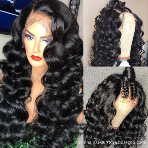 Indian Loose Body Wave 13x4 Frontal Wig 30Inch Loose Body Wave Lace Front Human Hair Wigs 4x4 Closure Wigs For Women Human Hair